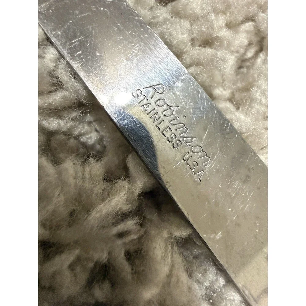 Vintage Robinson Knife Co Stainless Solid Spatula Turner Flipper Wood Handle USA